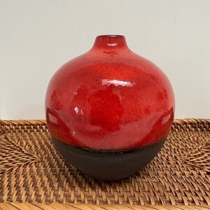 Crate&Barrel Red and Black Reactive Ceramic Bud Vase
